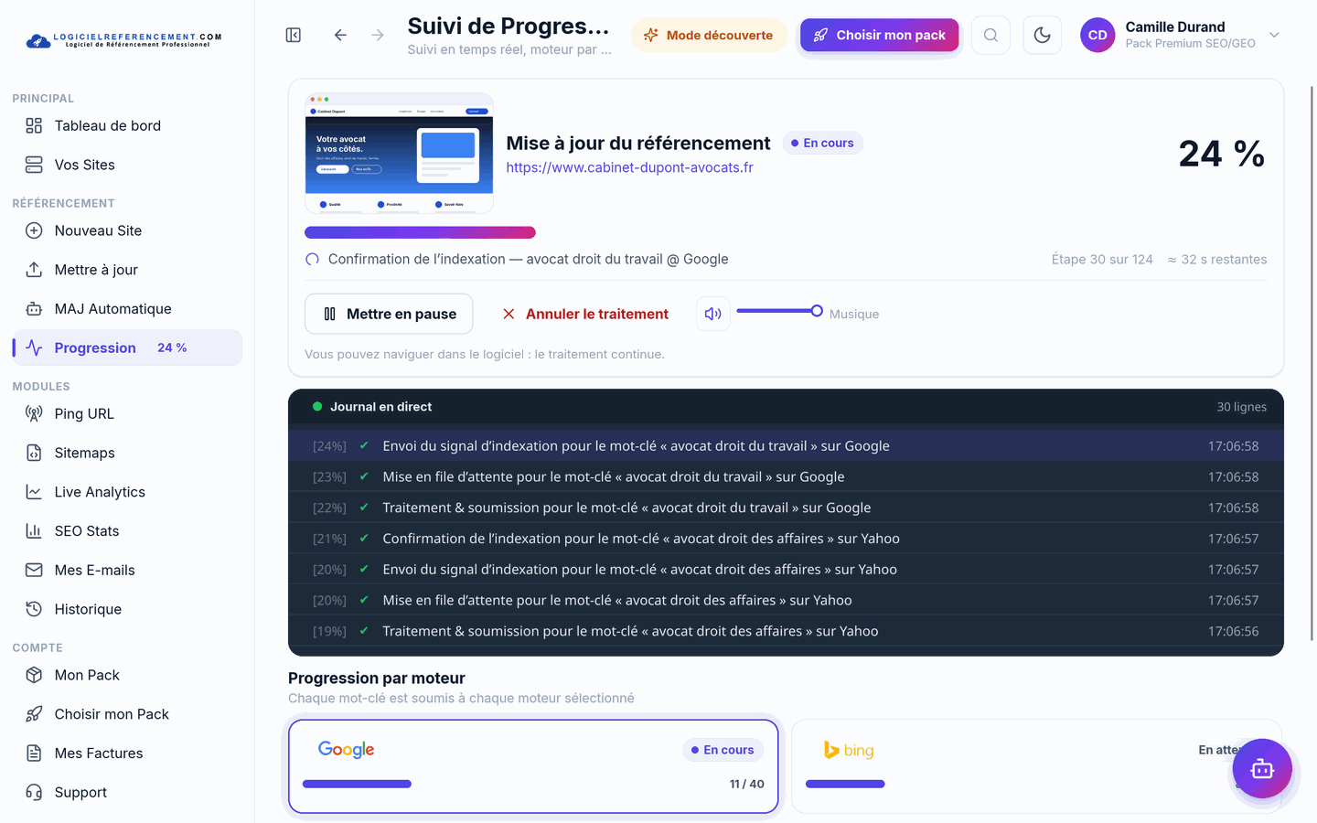 Le logiciel référence un site sur Google, Yahoo & Bing en direct Le logiciel de référencement propulse un site sur Google, Yahoo & Bing en direct